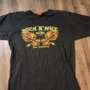 Hard Rock Cafe Black Tee Fiery Dragon Design